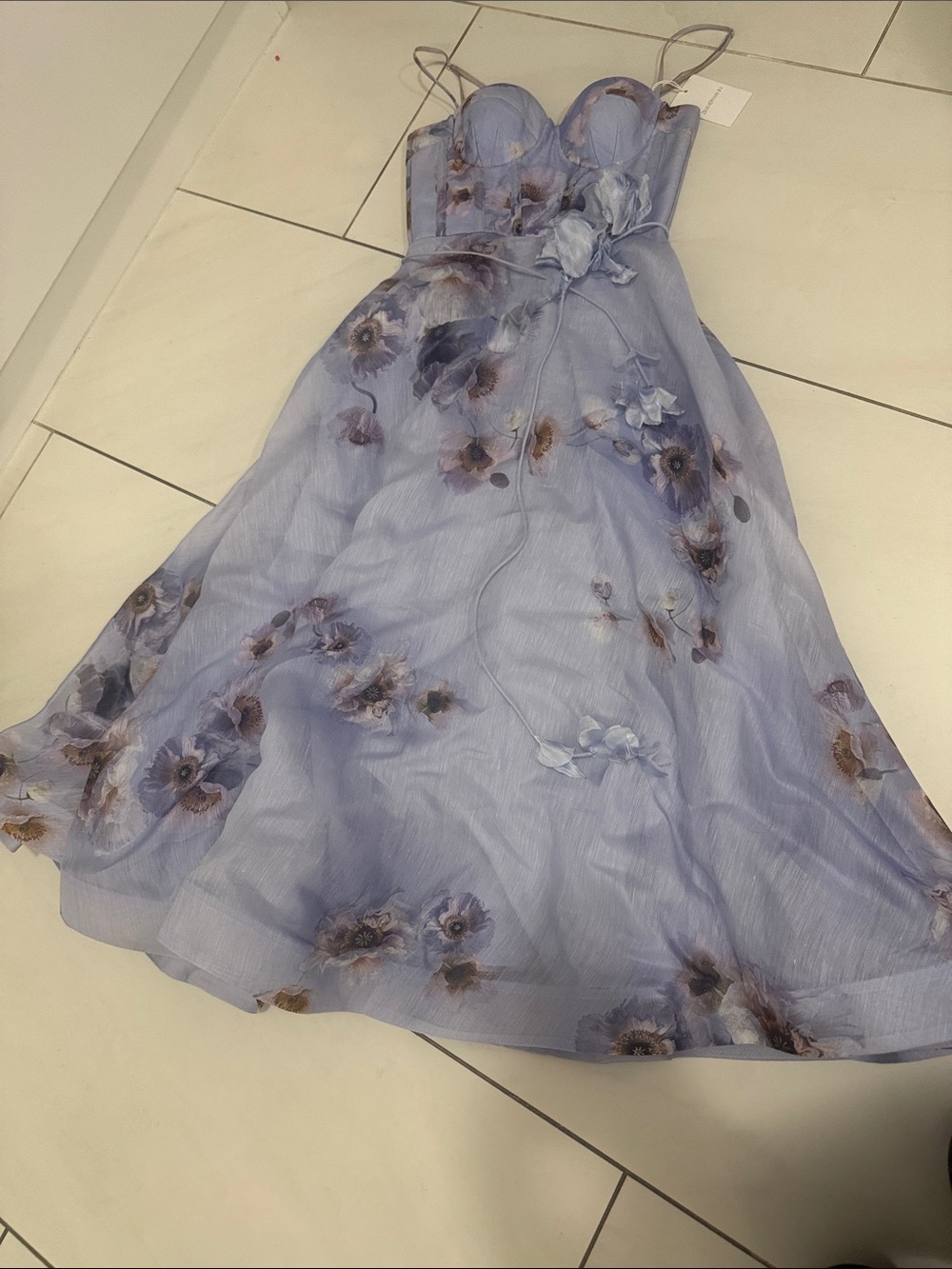 Zimmermann Lilac Floral Bustier Midi Dress - Picture 11 of 12